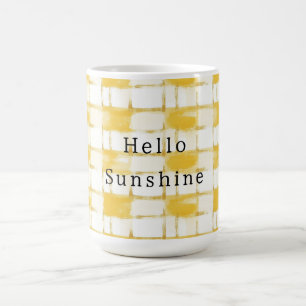 Gelb Gold Weiß Kariert Gestreift   Kaffeetasse