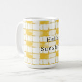Gelb Gold Weiß Kariert Gestreift   Kaffeetasse (Vorderseite Links)