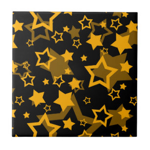 Gelb-goldene Sterne Glitter-Design  Fliese