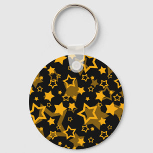 Gelb-goldene Sterne Glitter-Design Schlüsselanhänger