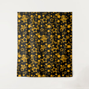 Gelb-goldene Sterne Glitter-Design Wandteppich