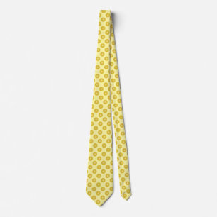 Gelb-goldene und cremefarbene Polka-Punkte Herren Krawatte