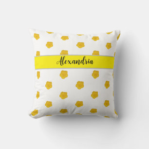 Gelb-goldene Wildblumen-Foto-Monogramm-Name Kissen