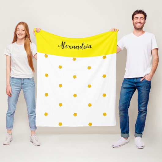 Gelb-goldene Wildblumen-Foto-Name-Monogramm Fleecedecke (Beispiel)