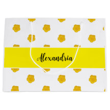 Gelb-goldene Wildblumen-Geschenktasche mit Monogra