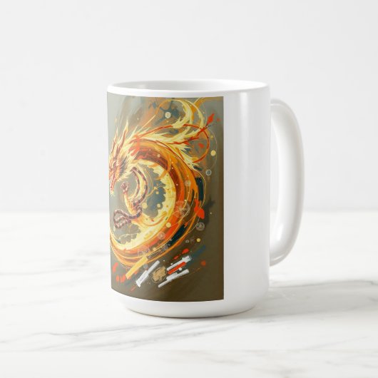 Gelb-goldener Drache Kaffeetasse (VorderseiteRechts)