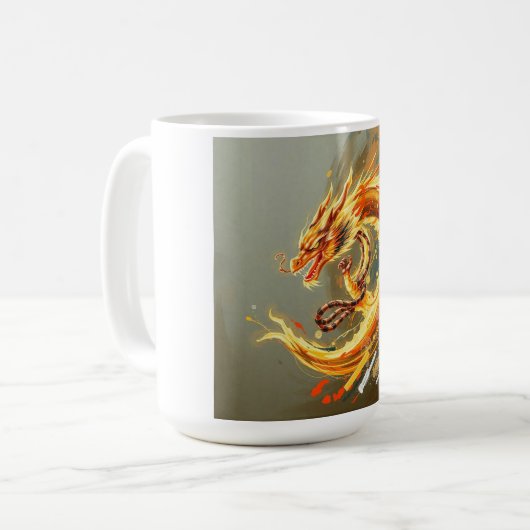 Gelb-goldener Drache Kaffeetasse (Vorderseite Links)