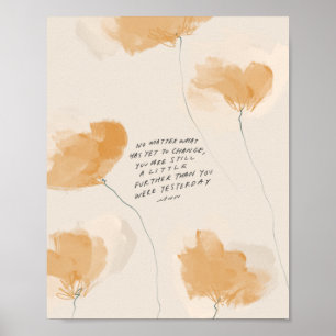 Gelb Goldfarbenes Blumenmuster mit inspirierendem Poster