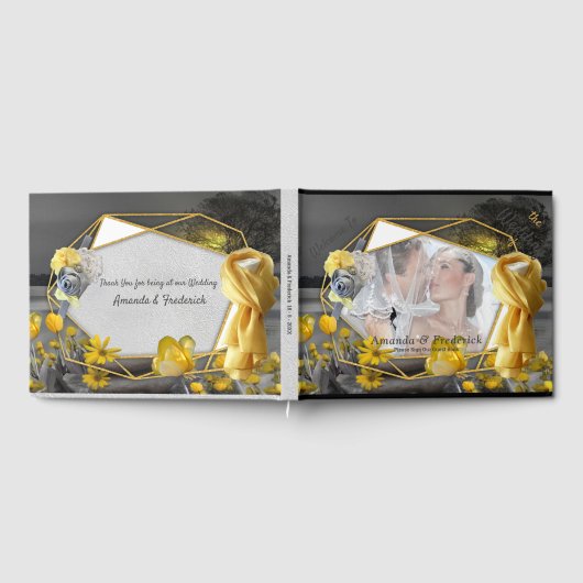 Gelb & Grau 2021 Farbe 'Wedding' Sunset Dekor Gästebuch (Voll)