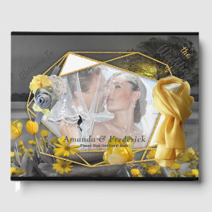 Gelb & Grau 2021 Farbe 'Wedding' Sunset Dekor Gästebuch