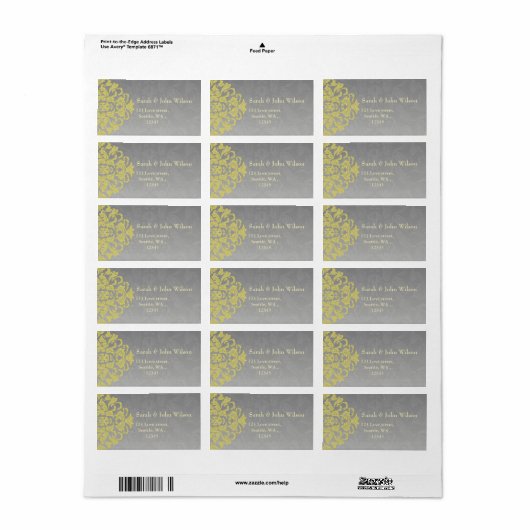 "gelb grau"-Adressetikett Adressaufkleber (Vorne)