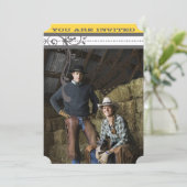 Gelb & Grau Funky Chandelier Save the Date (Stehend Vorderseite)