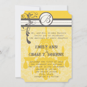 Gelb & Grau Funky Chandelier Save the Date