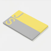 Gelb & Grau moderne Anfangsbuchstaben Monogramm Post-it Klebezettel (angewinkelt)