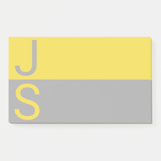 Gelb & Grau moderne Anfangsbuchstaben Monogramm Post-it Klebezettel (Vorderseite)