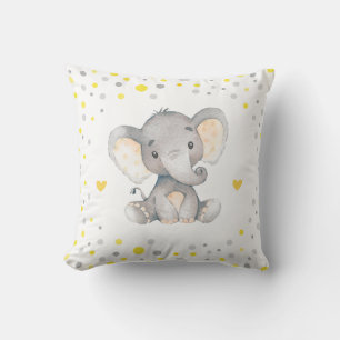 Gelb Grau Pünktchen Elefant Baby Shower Kinderzimm Kissen