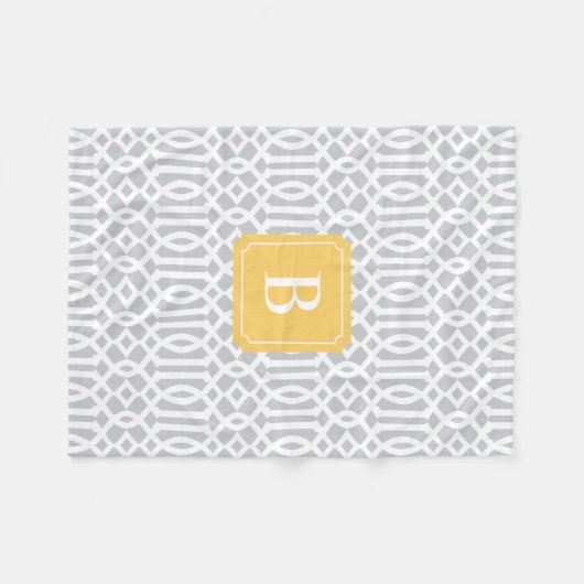 Gelb & Grau Trellis | Fleece Blanket (Vorderseite (Horizontal))