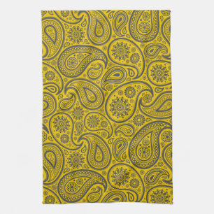Gelb & Grau Vintag Paisley Damasks Handtuch
