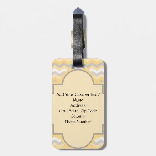 Gelb/grau Zickzack Zigzag Gepäckanhänger (Rückseite vertikal)