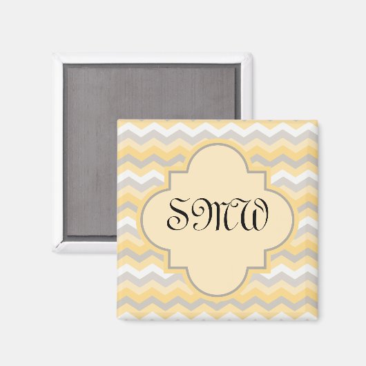 Gelb/grau Zickzack Zigzag Magnet (Vorderseite/Rückseite)