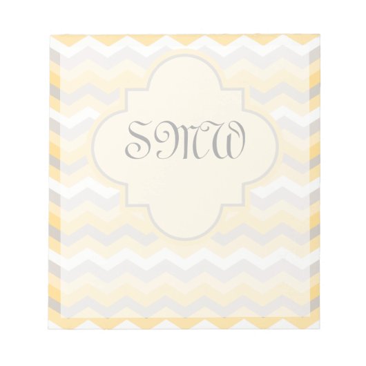 Gelb/grau Zickzack Zigzag Notizblock (Vorderseite)