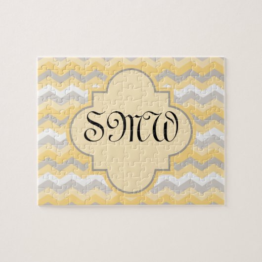 Gelb/grau Zickzack Zigzag Puzzle (Horizontal)