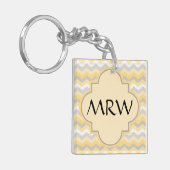 Gelb/grau Zickzack Zigzag Schlüsselanhänger (Vorderseite links)