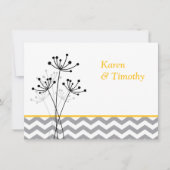 Gelb, graue Blumen-, Zickzack Hochzeit laden ein Einladung (Vorderseite)