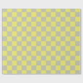 Gelb + Grauer Karo Schachbrettmuster Geschenkpapier (Flach)