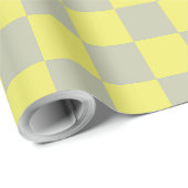 Gelb + Grauer Karo Schachbrettmuster Geschenkpapier (Rolleneckpunkt)