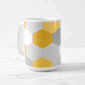 Gelb-graues Sechseck-Geometrie-Muster Kaffeetasse (Vorderseite Links)