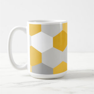 Gelb-graues Sechseck-Geometrie-Muster Kaffeetasse