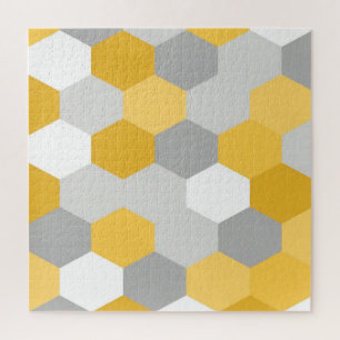 Gelb-graues Sechseck-Muster Puzzle