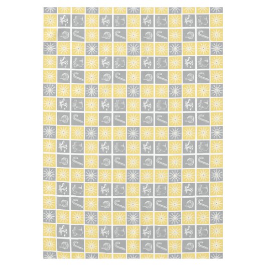 gelb-graues Winterferienmuster Tischdecke (Vorderseite)