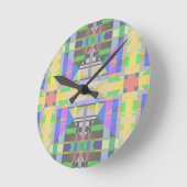 Gelb-Grün-Blau-Lila Geometrie Runde Wanduhr (Winkel)