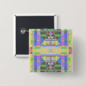 Gelb Grün Blau Lila Geometrisch Button (Vorne & Hinten)
