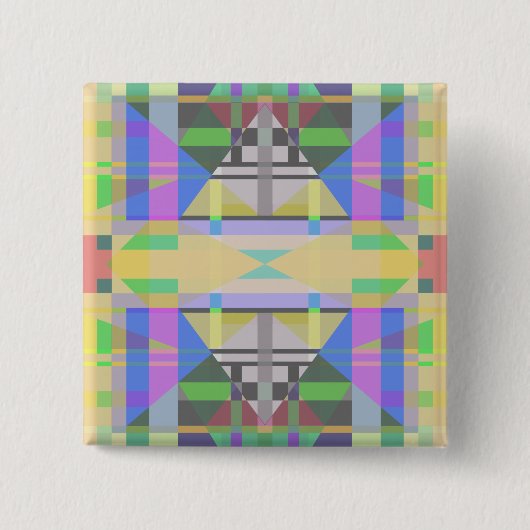 Gelb Grün Blau Lila Geometrisch Button (Vorderseite)