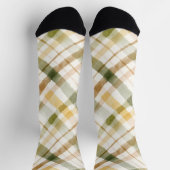 Gelb Grün Braun Kariert Gestreift Socken (Oben)