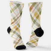 Gelb Grün Braun Kariert Gestreift Socken (Gewinkelt)