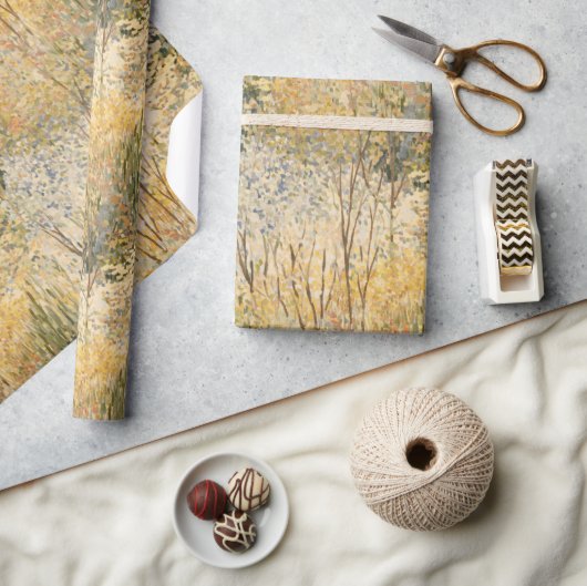 Gelb Grün Braune Bäume Geschenkpapier (Kunsthandwerk)