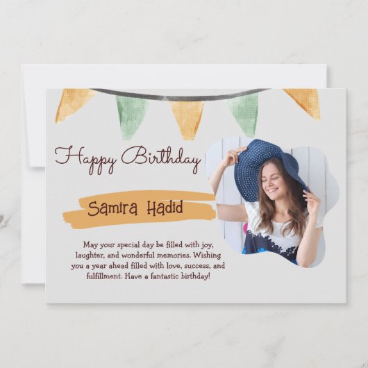 Gelb & Grün Einfaches Happy Geburtstagsflat Feiertagskarte (Vorderseite)