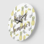 Gelb grün & Gold PINEAPPLE glücklich SOMMER Große Wanduhr (Winkel)