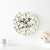 Gelb grün & Gold PINEAPPLE glücklich SOMMER Große Wanduhr (Zuhause)