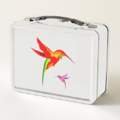 Gelb-Grün-Hummingvogel Metall Lunch Box (Rückseite)
