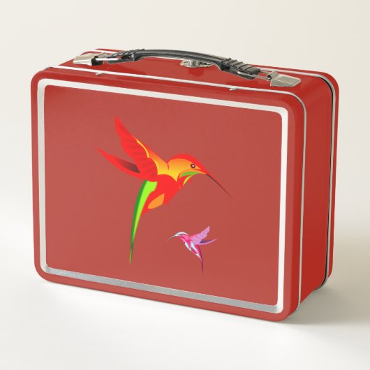 Gelb-Grün-Hummingvogel Metall Lunch Box (Rückseite)