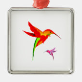 Gelb-Grün-Hummingvogel Silbernes Ornament (Vorne)