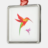 Gelb-Grün-Hummingvogel Silbernes Ornament (Links)