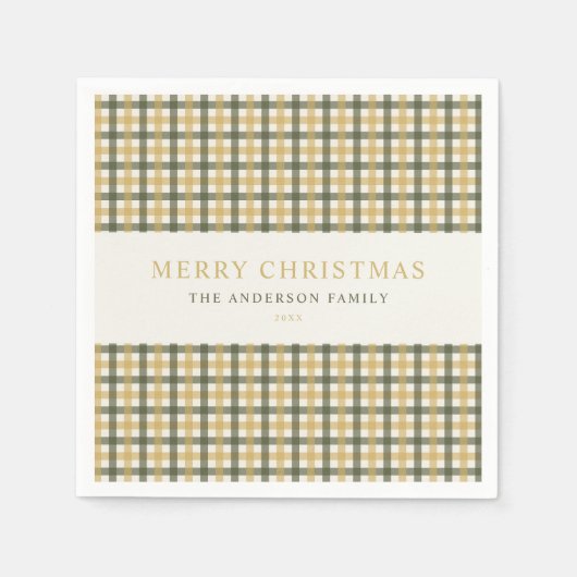 Gelb-grün kariertes Weihnachten Serviette (Vorderseite)
