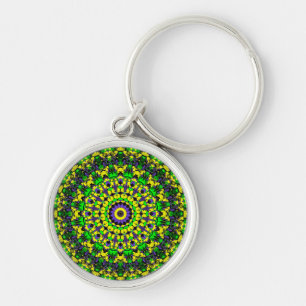 Gelb, grün, Lila Mandala Schlüsselanhänger
