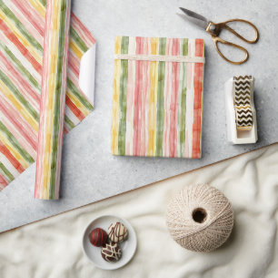 Gelb Grün Pink Orange Streifen Geburtstag Geschenkpapier